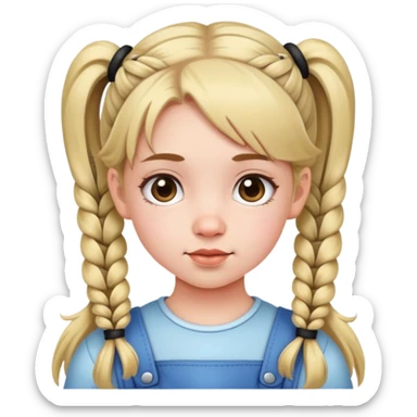Cute young girl with pigtails sticker