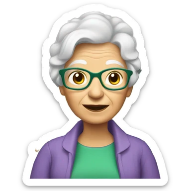 Granny with a green house sticker