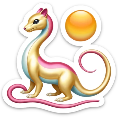 Shiny Pearl-Gold Sunset-Tinted Luxurious Elegant Smooth Milotic-Liepard-hybrid-Fakémon-creature (full body) sticker