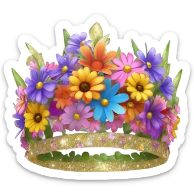 Colorful wildflower crown with glitter  sticker