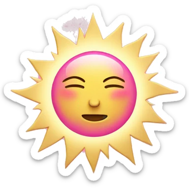 Pink and gold sun with rays  sticker
