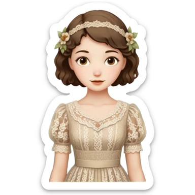 Cottagecore style realistic highly detailed with vintage material dress sticker