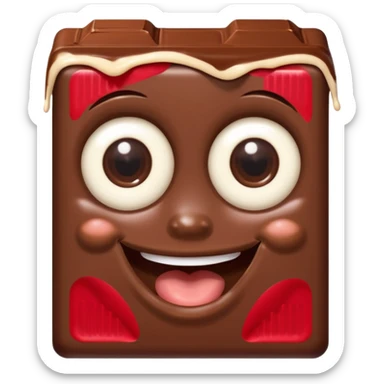  chocolate bar with eyes and mouth looking at the camer sticker