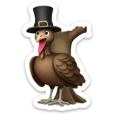 Turkey with pilgrim hat under a sycamore tree sticker