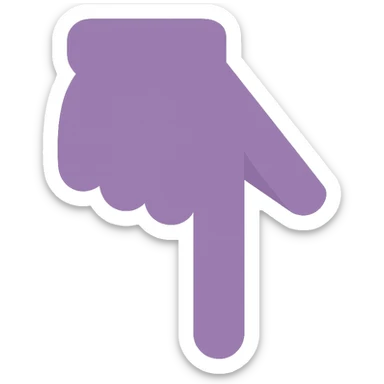 A dull purple Backhand Index Pointing Down sticker
