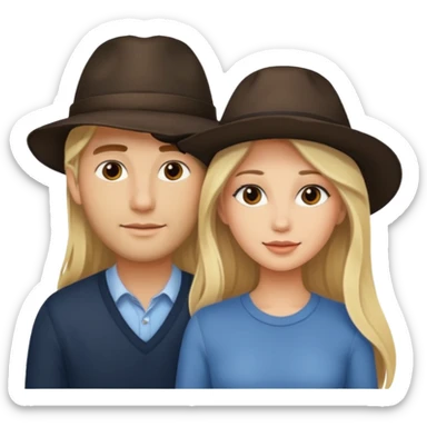 Ragazza bellissima bionda lunghi con fidanzato moro con cappello  sticker