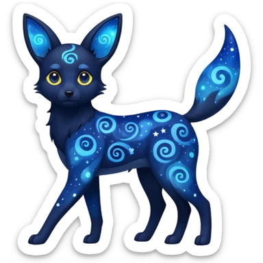 Dark-Deep-Cobalt-Blue Nebulae Starry Sparkly Swirly-patterned Star-patterned Umbreon-spirit sticker