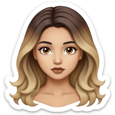 Chica trabajando con cabello balayage y ojos oscuros sticker