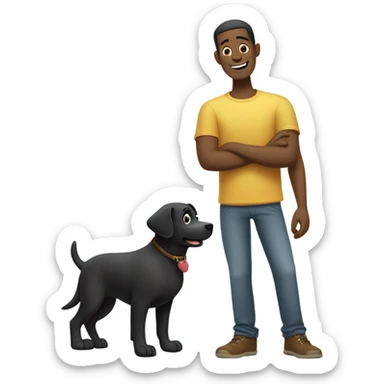 guy cartoon character with a black lab with name Barto sticker