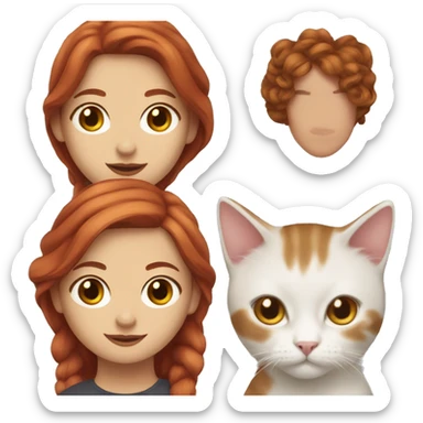 red hair woman with brown eyes, with a ragdoll cat sticker