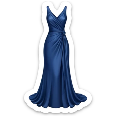 isolated realistic navy blue silk gown, floating isolated sticker