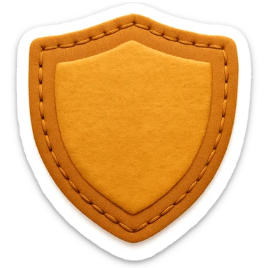 <StylePrompt>
  <Name>Minimal Felt Appliqué Icon</Name>
  <Description>
    A soft, handcrafted felt icon style with lightly padded forms, simple shapes, and clean outlines. Features slightly more visible stitching for tactile charm while maintaining a low-detail aesthetic.
  </Description>
  <VisualProperties>
    <Material>Felt</Material>
    <Texture>Soft, matte surface with subtle fiber detail</Texture>
    <Stitching>
      <Type>Threaded edge stitch</Type>
      <Color>Muted orange or warm brown</Color>
      <Pattern>Evenly spaced running stitch around edges</Pattern>
      <Thickness>Medium (approximately 10% more pronounced than minimal)</Thickness>
      <Contrast>Moderate (stitch color clearly distinct from base felt)</Contrast>
    </Stitching>
    <Padding>Low to moderate—slightly raised but not deeply dimensional</Padding>
    <Edges>Smooth and rounded with clean curves</Edges>
    <ColorPalette>
      <Primary>Warm yellows, oranges, and browns</Primary>
      <Accent>Dark brown for facial features</Accent>
      <Background>Neutral off-white or soft beige</Background>
    </ColorPalette>
  </VisualProperties>
  <FacialFeatures>
    <Eyes>Small round dots</Eyes>
    <Nose>Simple oval or triangle</Nose>
    <Mouth>Minimal curved line or none</Mouth>
    <DetailLevel>Low</DetailLevel>
  </FacialFeatures>
  <Rendering>
    <Lighting>Soft and diffused</Lighting>
    <Shadows>Subtle, barely visible</Shadows>
    <Perspective>Front or side profile, flat angle</Perspective>
  </Rendering>
  <Applicability>
    <SubjectType>Animals, symbols, objects</SubjectType>
    <OutputFormat>Icon, patch, or sticker</OutputFormat>
  </Applicability>
</StylePrompt>

{subject} = shield sticker