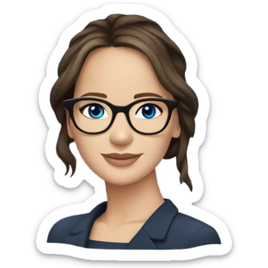 brunette Jennifer Lawrence wearing glasses and blue eyes  sticker