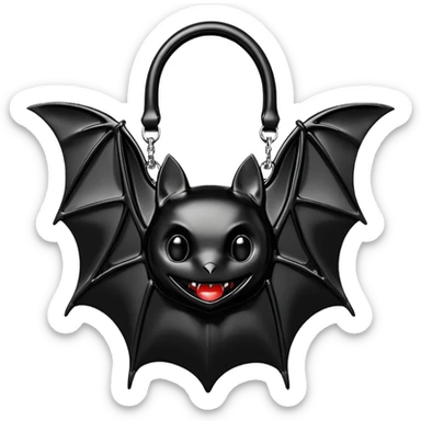 SDemonia Hb-115 Patent vegan leather Bat Shaped Handbag, ultra detailed, hyperrealism. Isolated, 8k quailty, 5000x5000px. No emoji faces, no emoji icons, no faces or human features. Highly detailed, clean smooth lines, sticker design. sticker