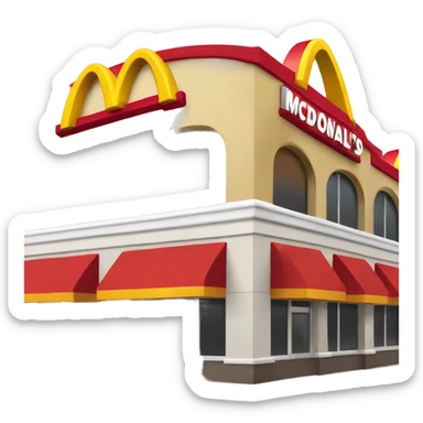“McDonald’s store with the iconic golden arches, a red and yellow color scheme, and a simple, recognizable design that captures the essence of a fast food restaurant.” sticker