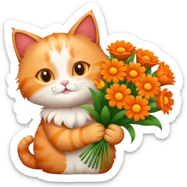 cute cat holding a bouquet of flowers for Nan on Mother's Day sticker
