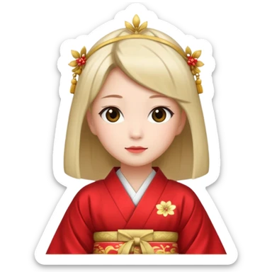 Japanese Princess with in red ceremonial robe kimono sticker