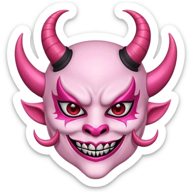 A pink girly oni mask with devil horns  sticker