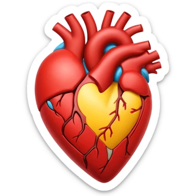 Un corazón humano roto sangrando rodeado de vendas y tiritas que se despegan sin hacer efecto sticker