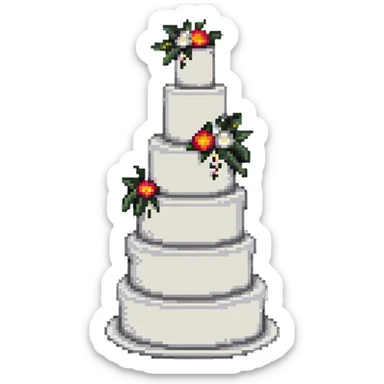 Whole wedding cake with multiple tiers and decorations sticker