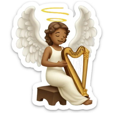 angel playing harp sticker