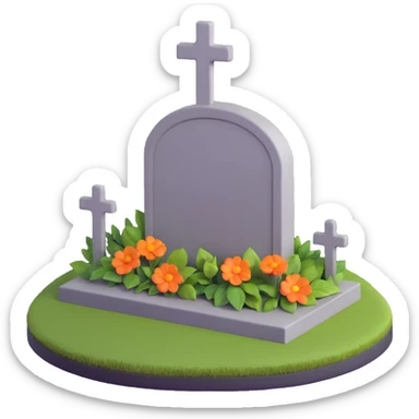 3D illustration of a grave, realistic lighting sticker
