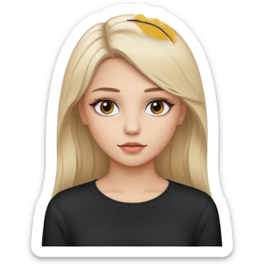 ragazza bionda cenere truccata con maglietta a maniche lunghe bianca sticker