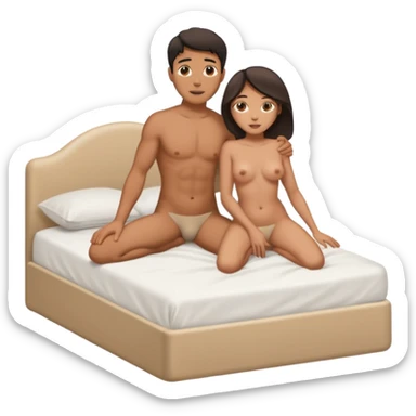 naked mixed man fucks naked woman. Botha of them are having sex on the bed. Action is showed in full height sticker