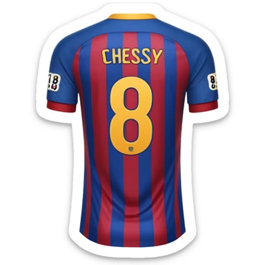 buat custom barcelona custom warna barcelona dan hanya baju hanya bajunya saja dan menghadap belakang nama chessy dan nomor punggung 8 menghadap belakang menghadap belakang baju belakangnya sticker
