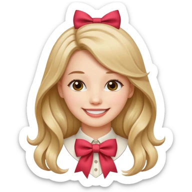 women with neckBow, ling hair style. sticker