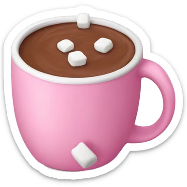 pink mug of hot chocolate with marshmallows  sticker