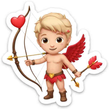 Adorable Cupid with his magical bow and arrow shooting love hearts sticker
