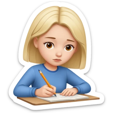 a girl is Writing in a Paper sticker