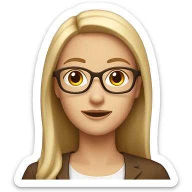 White woman Teacher with brown long hir no glasse sticker