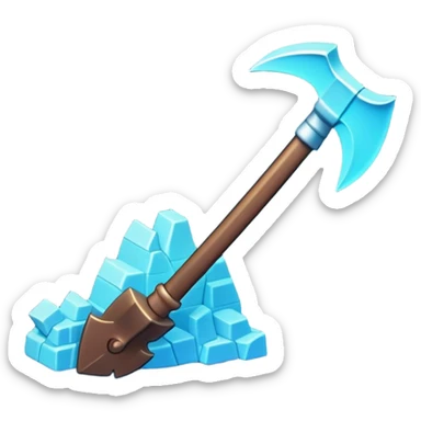 Clash of Clans aesthetic: Cinematic Playful Pixel 3D isometric Pickaxe Emoji, rendered in a 3D vector-style similar to standard emojis with minimal shading and bold, simplified shapes. A compact, distinct form with signature details, softly glowing with a pixelated adventure charm. Simplified yet unmistakably iconic, highly detailed and consistent, glowing with a soft radiance and high shine. Stylized with a touch of classic pixel-art charm and a soft glowing outline, capturing the essence of a beloved gaming relic with a friendly, playful manner! sticker