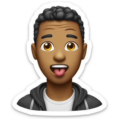 person with a tongue sticking out sticker