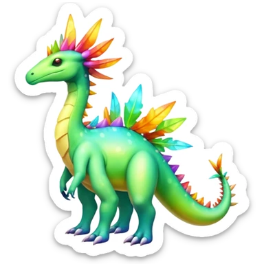 Shiny Exotic Colorful Meganium-Amaura-Aurorus-Fakémon-hybrid-creature (full body)  sticker