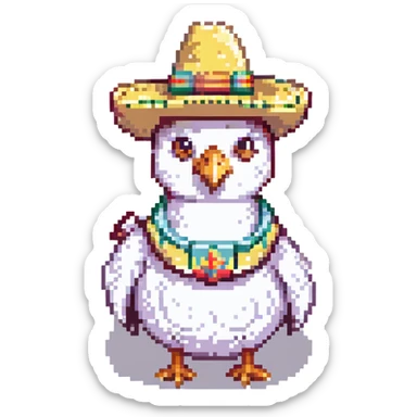 chicken wearing a sombrero sticker