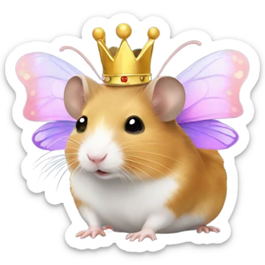 Hamster with butterfly wings and a crown  sticker