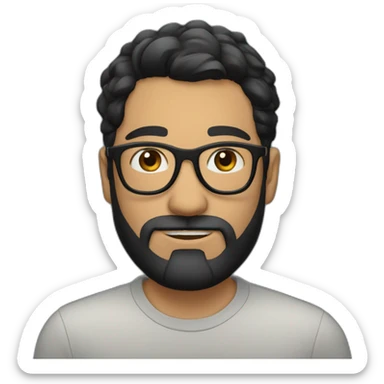a handsome man with a black beard, black hair, and wearing spectacles sticker