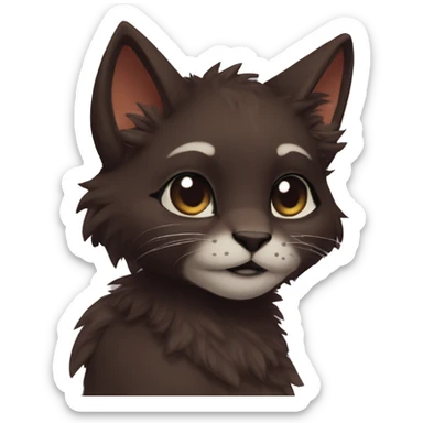 Anthro Shy Cute Cool Edgy Pretty Dark Brown Furry Feline Animal Anthro Sona sticker