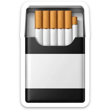 Minimalistic cigarette pack emoji, metallic black and white sticker