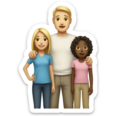 white parents with boy and girl sticker