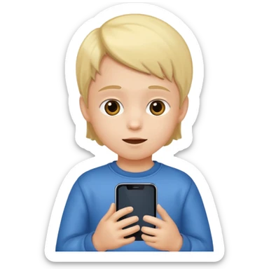 un niño de entre 3 - 10 años jugando con su celular sticker