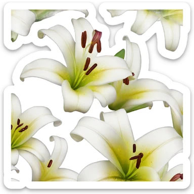Realistic lilies with sparkles around  sticker
