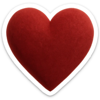 heart with a soft velvet flocking texture, digital illustration, no background sticker