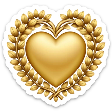 golden heart wreath sticker