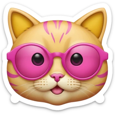 make a yellow circle face emoji with diva sun glasses that are like bright pink cat eye and like long lashes and the hand tilting the sunglaggeses dsown sticker