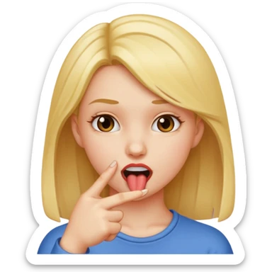 Chica mordiendose el dedo índice doblado sticker