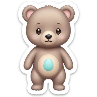 A cute baby bear character in pastel style, standing upright like a human. 
No background, transparent background, clean sticker style, 
high-resolution vector-like art, soft pastel colors, 
consistent design, same face proportions every time. sticker